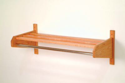 Oak Coat Rack Chrome Bar, 37-3/4'' W