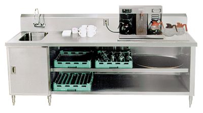 Beverage Table 6'L, 36L Drain Trough