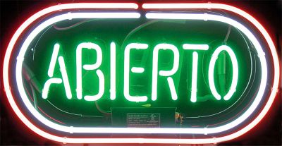 Neon Sign - Abierto, Green 24''W x 13''H x 4''D