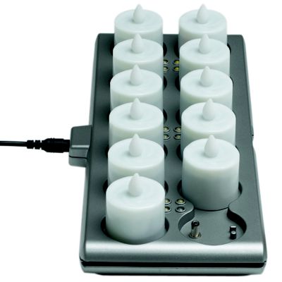 Amber Smart Candles with Charging Base and Adapter, 12 per pack