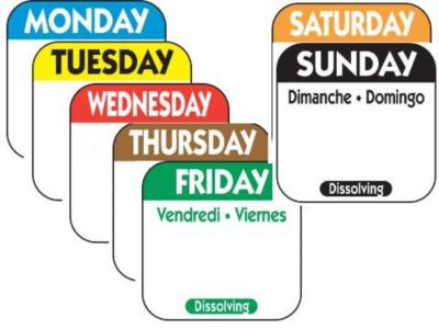 Label Kit Dissolvable Monday-Sunday - STOCKED ITEM