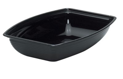 Rectangular Ribbed Bowl, 9'' x 12'', Black, 12 per case.