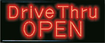 Drive Thru Open LED Sign, Red