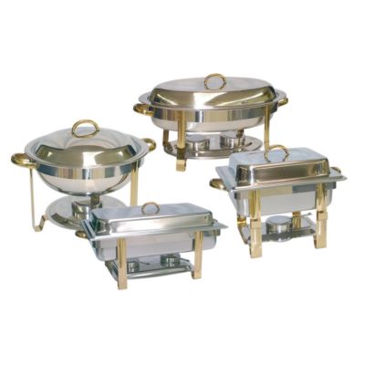 Oblong Gold Accent Chafer, 8 Quart