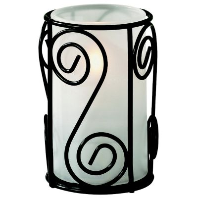 Wrought Iron Lamp With Frost Shade