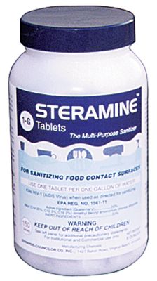 Steramine Sanitizing Tablets 100 tablets per jar, 6 Jars/Case - STOCKED ITEM