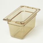 Hi-Heat Top Notch Food Pan Ninth Size - 4 deep Amber - STOCKED ITEM