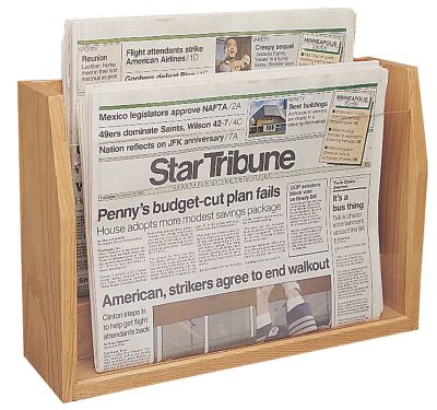 Oak Wall Newspaper Rack - STOCKED ITEM