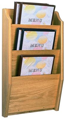 Oak Wall 3 Slot Menu Rack - STOCKED ITEM