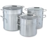 Aluminum Double Boiler 3-Piece Set Includes 10 Quart Water Pot, 8-1/2 Quart Inset & Cover - STOCKED ITEM