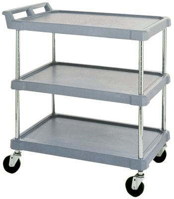 Utility Cart Standard Ledge Three-Shelf 16'' x 27'' Grey