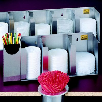 Organizer Wall/Counter Mounted 3 Lid with Straw Holder