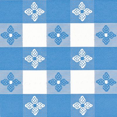 Classic Series Vinyl Tablecloth Check, Blue/White 52'' x 52''