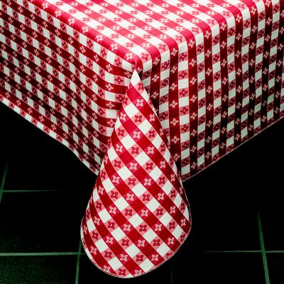 Classic Series Vinyl Tablecloth Check, Red/White 52'' x 52''