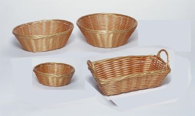Vinyl ''Rattan'' Basket Round 7'' diameter x 2''H Rattan-look
