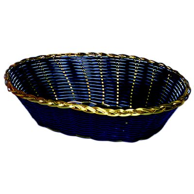Woven Basket Vinyl Coated Basket 6'' x 9'' x 2-3/4''H Black with Gold trim 12 per case