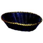 Woven Basket Vinyl Coated Basket 6 x 9 x 2-3/4H Black with Gold trim 12 per case - STOCKED ITEM