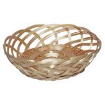 Vinyl Reed Basket Round Willow 9 diameter x 3-1/2H Dark cedar blend - STOCKED ITEM