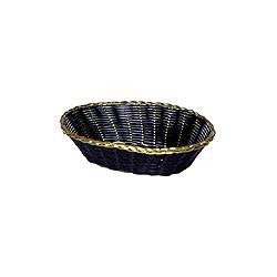 Natural Woven Baskets, Black Vinyl Coated With Gold Trim, 6'' x 9'' x 2-1/2'', 12 per case.
