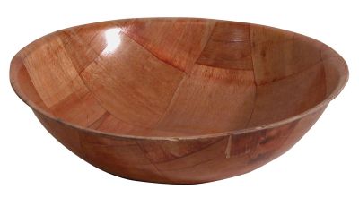 Woven Wood Flat Bottom Parquet Bowl Parquet Bowl 10'' Mahogany 12 per case
