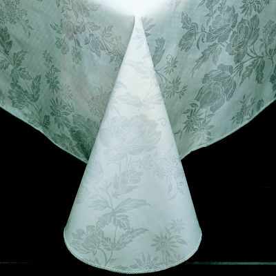 Classic Series Vinyl Tablecloth Damask, White 52'' x 52''