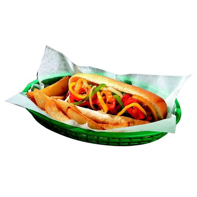 Polypropylene Oval Basket Green 9-1/2'' x 6'' x 2''H