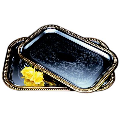 Celebration Tray Rectangular with Gold Border, 18-1/4'' x 12-3/8''
