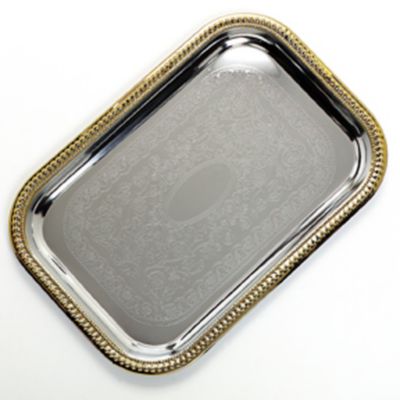 Celebration Tray Rectangular with Gold Border, 20-5/8'' x 14''