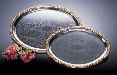 Celebration Tray Oval with Gold Border, 14-3/4'' x 10-5/8''