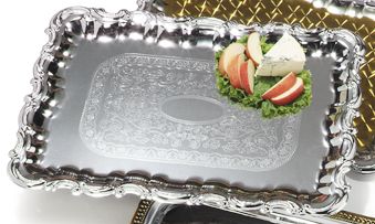 Celebration Tray Rectangular with Ornate Border, 21'' x 15''