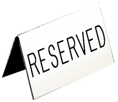 Durable Acrylic Engraved Tents Reserved With White Background 5-3/4''W x 3''H