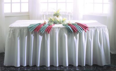 TruFinish Classic Twill Tableskirting 13' White Shirred