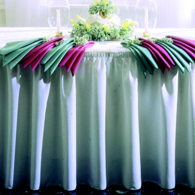 TruFinish Classic Twill Tableskirting 21' White Shirred