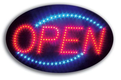 LED Sign Oval OPEN With Chasing Border 21''W x 13''H