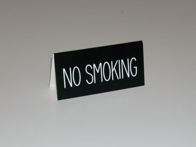 Durable Acrylic Engraved Tents No Smoking With Black Background 5-3/4''W x 3''H