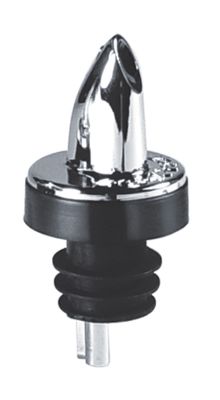 Liquor Pourer Deluxe Chrome Spout With Black Collar, 12 per bag