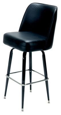 Swivel Club Stool Black Frame, Black Vinyl