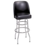 Double Ring Bucket Barstool Chrome Frame With Black Vinyl
