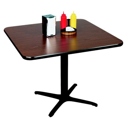 Complete Table 36'' x 36'' Top Black Column. Oak/Walnut Table Tops.