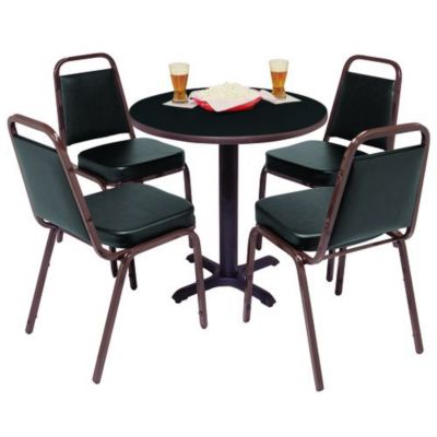Superior Series Brown Chairs With Brown Frames. Cherry/Black Table Tops 24'' Rd.