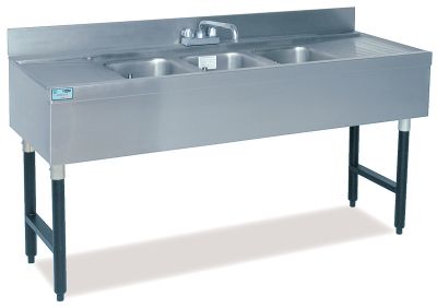 Bar Sink 3-Compartment Challenger 21'' Deep 5'L, 12'' Drainboard