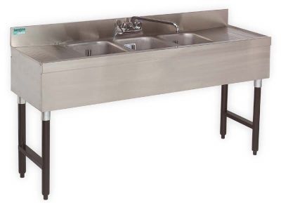 Bar Sink 3-Compartment Slimline 18'' Deep 5'L, 12'' Drainboard