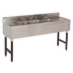 Bar Sink 3-Compartment Slimline 18 Deep 5'L, 12 Drainboard - STOCKED ITEM