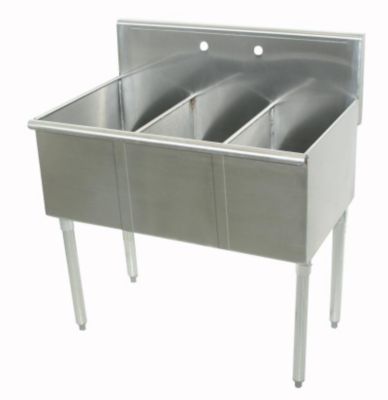 Budget Line Sink 54''W x 24-1/2''L, 3-Tubs (18''W x 21''L)
