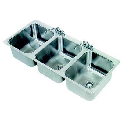 Drop-In Sink 3 Tubs 10''W x 14''L x 10''D