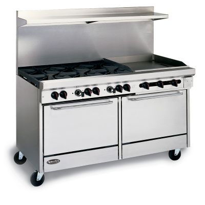 Superior Heavy Duty Restaurant Range 6 Burners, 24'' Griddle, 2 Ovens 60-3/4''W