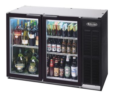 Superior Shallow-Depth Back Bar, 48'' W Black With Glass Doors