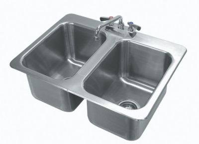 Drop-In Sink 2 Tubs 10''W x 14''L x 10''D