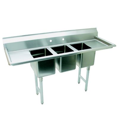 Convenience Store 3 Tub Sink 60''L x 21''D, 10'' x 14'' x 10''D