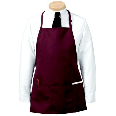 Three Pocket Bib Apron Burgundy